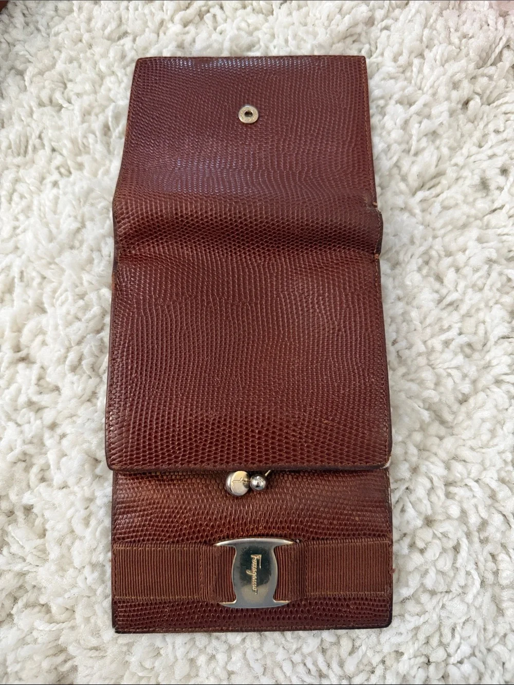 Vintage Salvatore Ferragamo Brown Vara Bow Leather Wallet